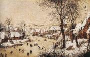 BRUEGEL, Pieter the Elder Winter Landscape with Skaters and Bird Trap oil painting reproduction